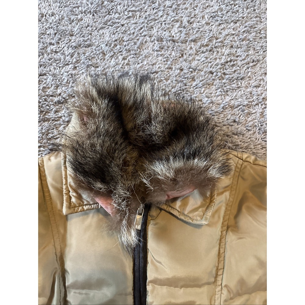 Michael Kors Beige Down Filled Puffer Jacket Womens Medium M Raccoon‎ Fur - Picture 3 of 10